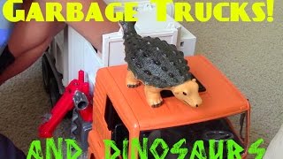 Garbage Truck Videos for Children - JackJackPlays with Bruder Recycling Truck and Dinosaurs