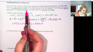 Math 105 Video 2.4c Credit Card Minimum Payments