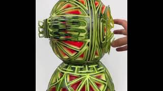 Oddly satisfying Watermelon carving art it's so amazing