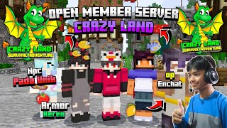 Open member server Mcpe 1.21+ Official di server Crazy Land Baru Rilis Fitur No ribet cocok pemula