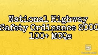 Part 5 | Patrol Officer MCQS National Highways Safety Ordinance 2000 Explanation in Urdu |NHSO MCQs