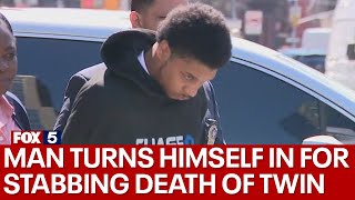 Man turns himself in for stabbing death of twin