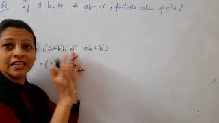 Class 9th Maths Polynomials If a+b=10 and ab=21, find the value of a^3+b^3 by Shilpa Chaudhary