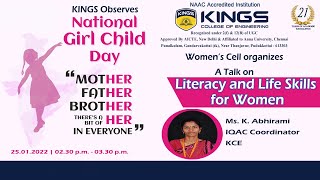 National Girl Child Day || Talk on Literacy and Life Skills for Women