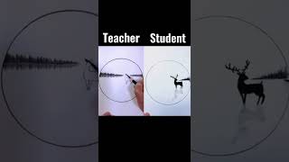 Teacher vs Student drawing challenge #shorts #art