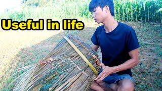 Skills to process bamboo wood craft into basket containing corn, vegetables, tubers and fruits