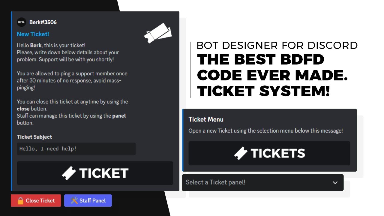 The BEST Ticket System | Logs, Panels, Buttons, Menus, Rating | Bot ...