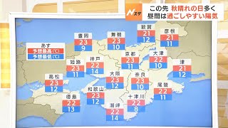 【10月23日(月)】朝はヒンヤリ　最低気温は大阪１２℃、京都１１℃の予想【近畿地方の天気】 #天気 #気象