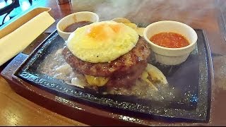 【めし動画】 ステーキガストのダブルハンバーグを黙々と食べるだけの動画