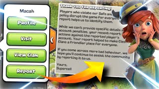 I Reported a player in Clash Of Clans and his I'd got... And I received a mail from Supercell !