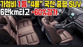 무조건 가성비 1등 4륜 국산 중형급 SUV 6만km+풀옵션 -60%감가