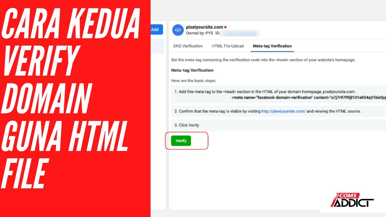 Cara Kedua Verify Domain Website - YouTube