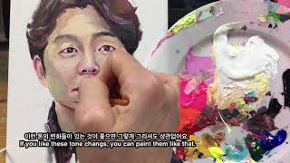 아크릴인물화안내서,눈그리기/How I paint portrait with Acrylic/Drawing portrait eyes, step2-1