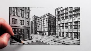 How to Draw Buildings using 2 Point Perspective: Narrated