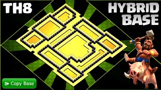 NEW BEST ! HYBRID BASE TH8 ANTI 3 STAR - COPYLINK 2025 - Clash of Clans #1198