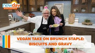 Biscuits and country gravy with vegan sausage - New Day NW