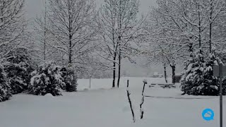 Heavy snowfall in the Pyrenees mountain range