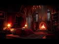 Heavy Thunderstorm in a Cozy Castle Room Haven with Rain and Fireplace Sounds To Sleep with a Cat