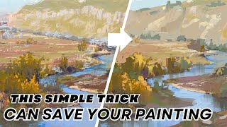 How I Clarify Landscape Paintings (Student Paint over + Critique)
