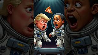 Trump and obama found a pizza on a space #pizza