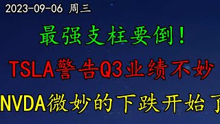 美股 大空头：最强支柱要倒！TSLA警告：Q3业绩可能不妙。NVDA微妙的下跌开始了！AAPL大暴跌！TSM、AMD如何预期？SOXL怎么看？SQQQ到了关键位置！ARKK怎么看？U勉强维持上涨！