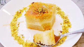 Basbousa with cream filling | Middle Eastern dessert | Semolina cake with cream filling