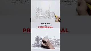 Beginner vs Professional Drawing Challenge Notre Dame de Paris #shorts #challenge