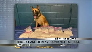 Three charged in Marion 33 pound Meth seizure