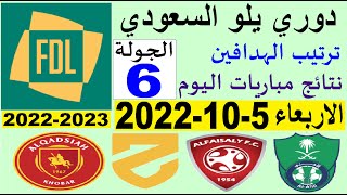 ترتيب دوري يلو الدرجة الأولى السعودي بعد مباريات اليوم الاربعاء 5-10-2022 في الجولة 6 السادسة