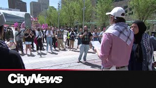 Pro-Palestinian protest against Edmonton police at City Hall