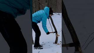 Winter OverNight -10°C in Mountaine Log Cabin