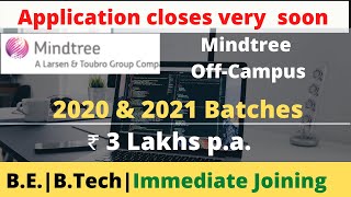 Mindtree Recruitment 2021 | Mindtree off campus Hiring 2020 2021 batches |  Immediate Joining