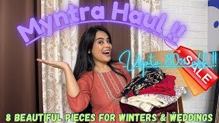 Myntra haul | 8 beautiful pcs. on huge discounts😍| edgyetika | winter special #myntra #myntrahaul