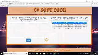 how to add new row in Gridview in asp.net dynamically using c# "C# Soft Code"