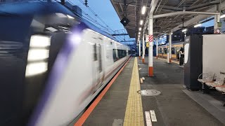 [ジョイント音]E353系 S103編成 特急かいじ47号竜王行が豊田駅2番線を通過するシーン