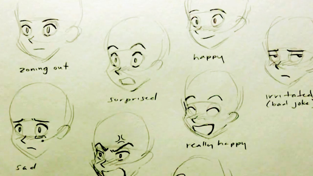 How To Draw A Manga Face: 7 Expressions - YouTube