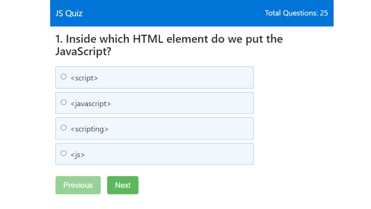 Quiz App Using Html Css And Javascript | Day 4 | Quiz App Source Code ...