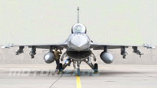 F-16 Fighting Falcon Aircraft Take Off and Landing at Poland U.S. Air Force