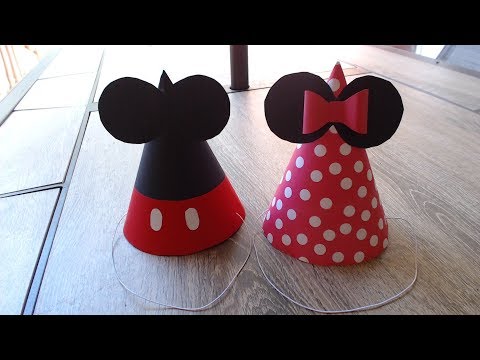 How to make birthday cone hat - Mickey and Minnie hats How to make birthday cone hat - Mickey and Minnie hats
