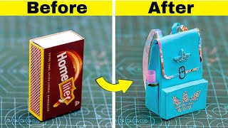 Diy mini school bag from matchbox || How to make mini bag from matchbox