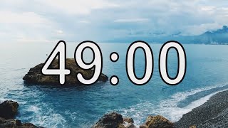 49 minute timer with Calm and Soft Music and sea wave cinematic background