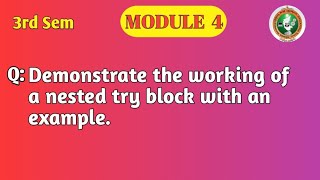 VTU 3rd Sem OOP with Java | Nested Try Block Explained with Program | BCS306A Module 4