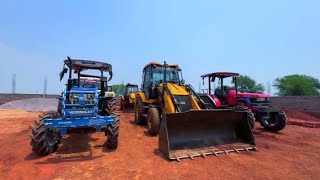 JCB 3dx loading Mud in TATA Tippers \u0026 Tractors | Swaraj 855 Fe | New Holland 3630 4x4 Tractor