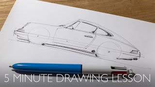 5 minute Drawing Lesson - How to draw a Porsche 911
