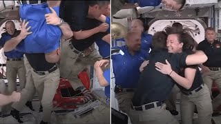 SpaceX: Astronauts on International Space Station show us how a zero-gravity welcome is done