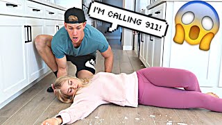 PASS OUT PRANK ON HUSBAND! *GOES WRONG*
