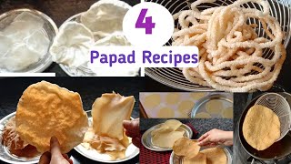 ನಾಲ್ಕು ವಿಭಿನ್ನ ರುಚಿಯ ಹಪ್ಪಳ ರೆಸಿಪಿ | Four Delicious Papad Recipes