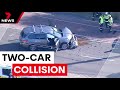 Man dead after two-car collision | 7NEWS