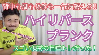 背中も脚も体幹も一気に鍛える！【ハイリバースプランク】スゴい優秀なトレーニングだった！ダイエット、ボディーメイクにオススメ♪