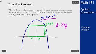 Calculus 1 - Example Problem - Applied Optimization